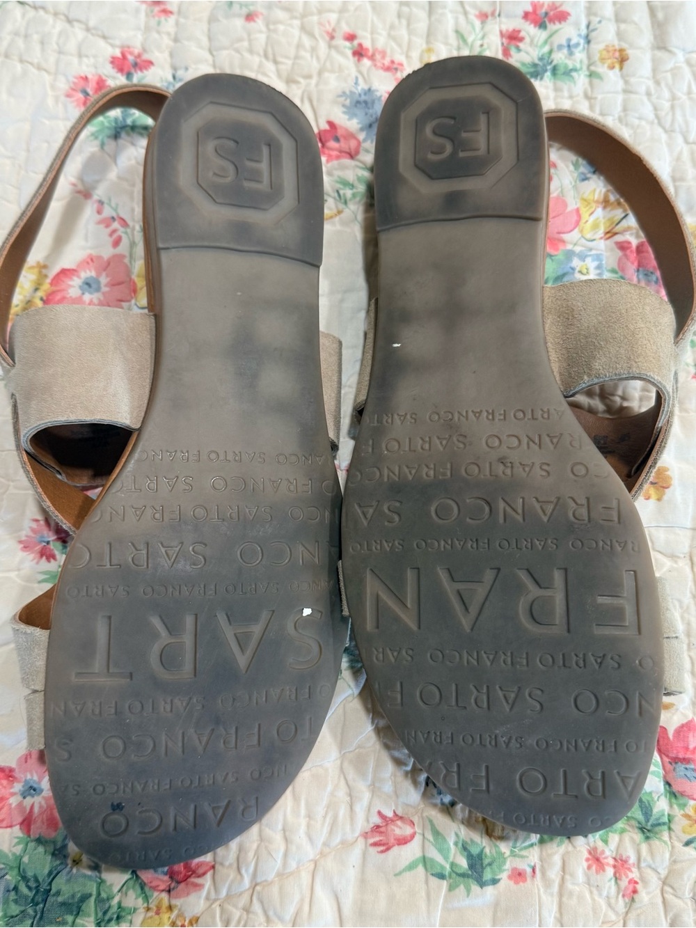 Sarto by Franco Sarto Women's Taupe Suede Strappy Sandals - 9.5 - Picture 2 of 4